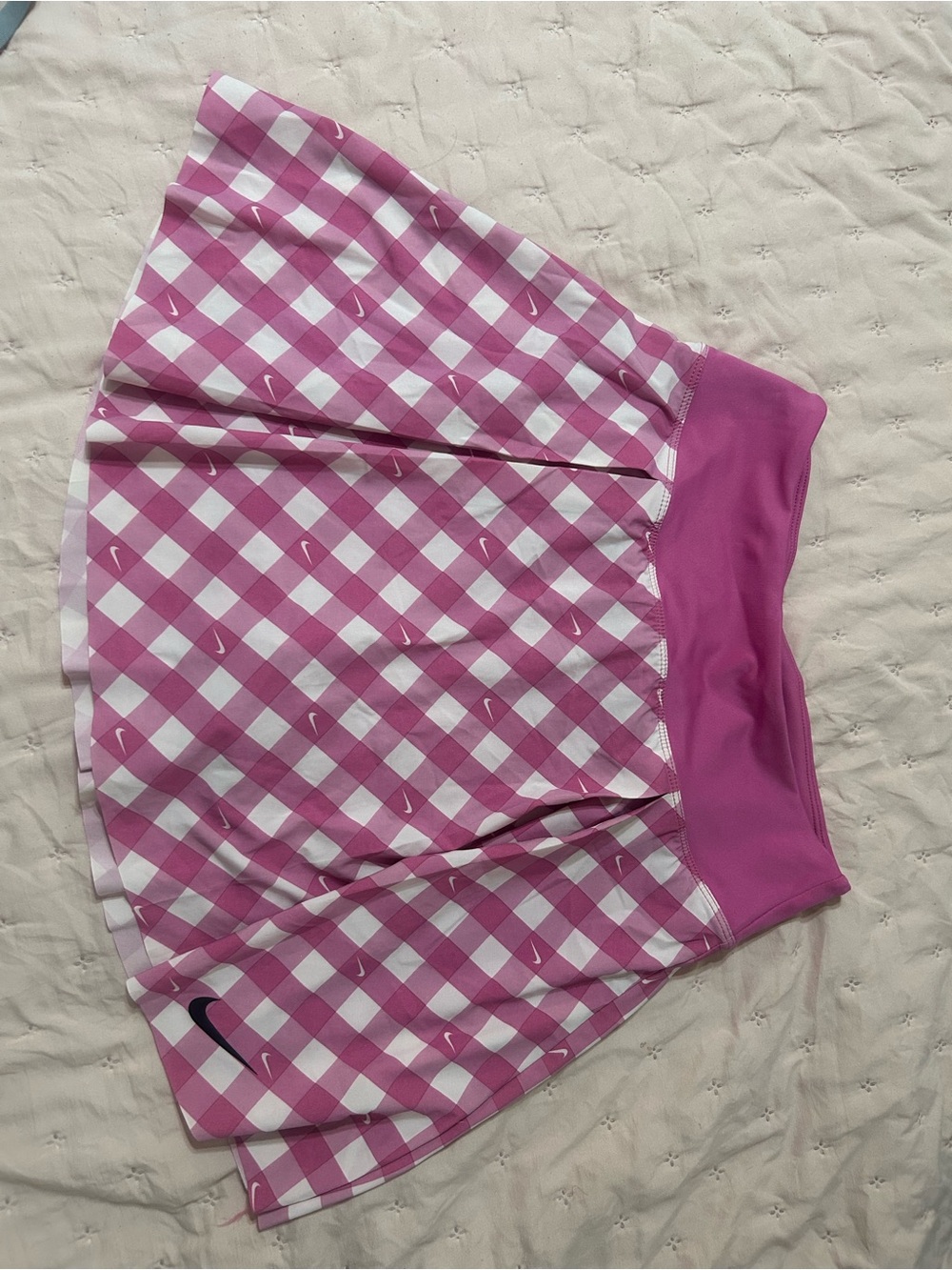 Nike Pink Gingham Circle Skirt with Stretch Waistband